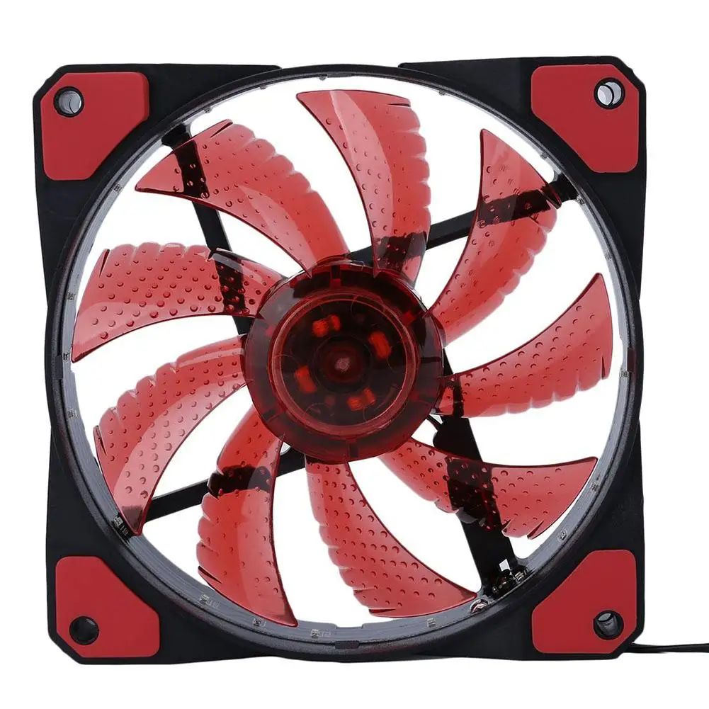 Universal 120mm 15 LEDs Ultra Silent Computer PC Case Cooling Fan 12V Cooler Rubber Quiet Molex
