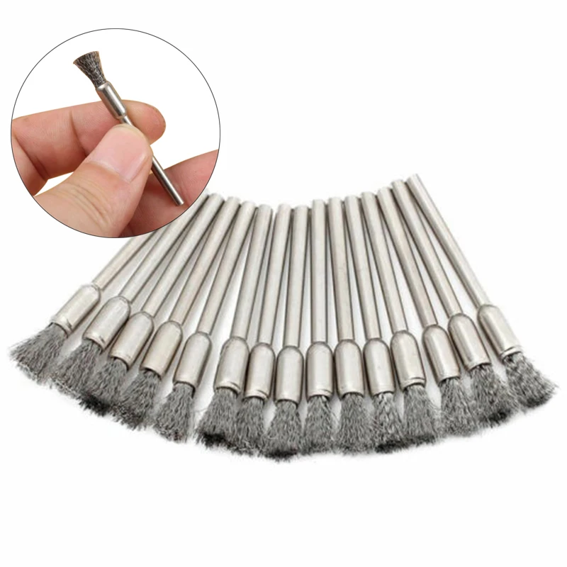 

20pcs Lot 3mm Brushes Accessories Wire Wheel Rotary Grinder Steel Cup Shank Rust Weld For Metal Rust Remover Wood Carving Jade