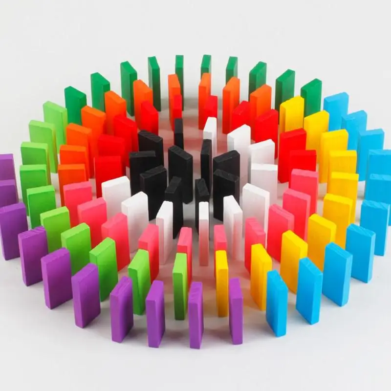 

100pcs Domino Toys Children Wooden Toys Colored Domino Blocks Kits Early Learning Dominoes Games Educational Children Toys New