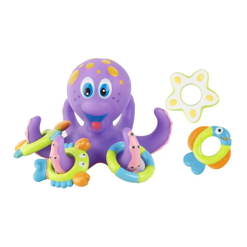 

1pc Octopus Bath Toy Funny Floating Ring Toss Game Bathtub Bathing Pool Toy for Kids Baby Children