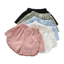 Симпатичные рюшами, хлопковые шорты с дизайном «Принцесса» для возраста от 2 до 8 лет Детская летняя одежда для девочек, одежда для пляжа, новые весенние шифоновые Свободные укороченные штаны