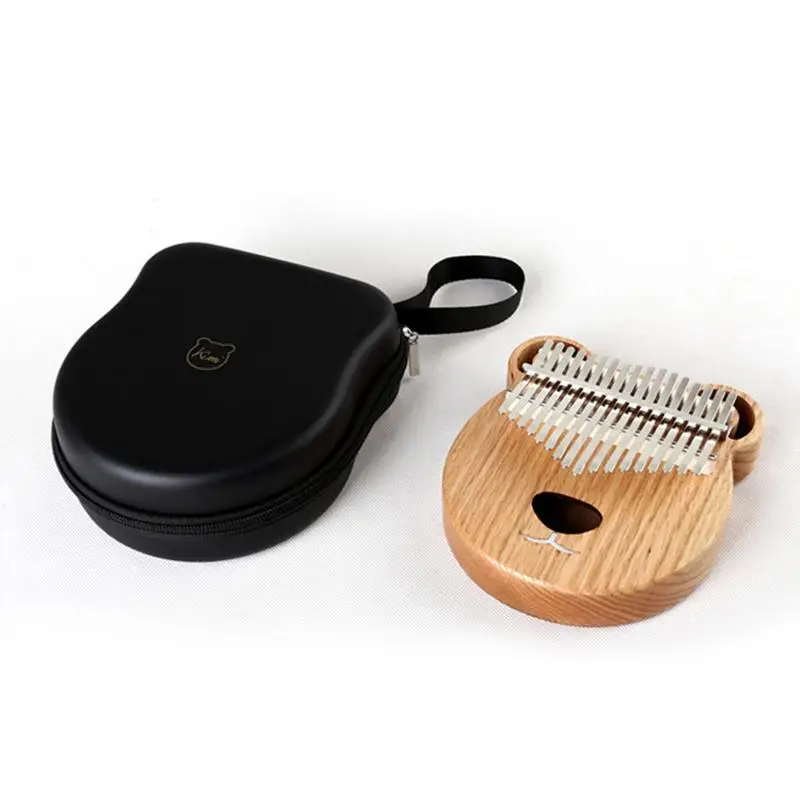 

17 Keys Kalimba Solid Wooden Oak Thumb Piano Small Musical Instrument with Protective Case Tuning Hammer Learning Book