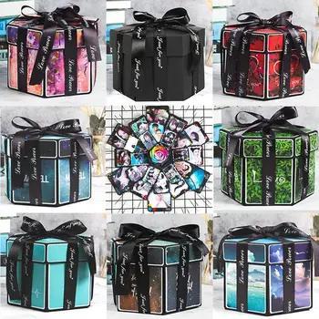 

Explosion Box Hexagon Shape Handmade Boom Gift Box DIY Photo Album Fashion Creative Scrapbooking Birthday Valentine's Day Gift