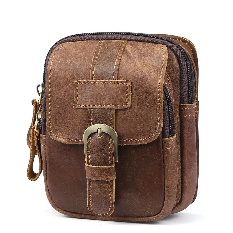  Men Genuine Leather Fanny Waist Bag Cell/Mobile Phone Pocket S713-40 Belt Bum Pouch Pack Vintage Hi