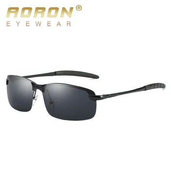

AORON Mens Glasses Polarized Sunglasses Male 2018 Driver's HD Goggles Mirror Polarized Sun Glasses Metal oculos de sol masculino