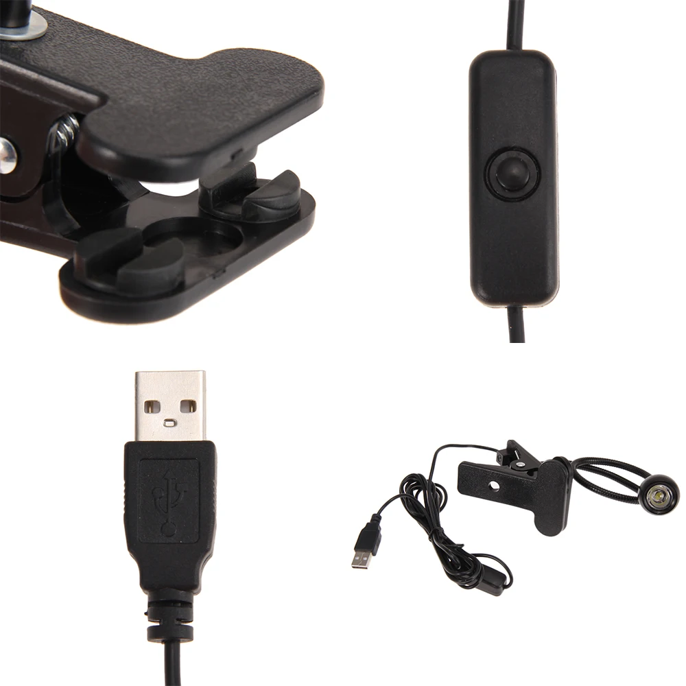 Держатель с зажимом Светодиодная настольная лампа USB мощная Гибкая прикроватная