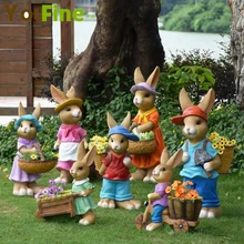 YOUFINE креативный милый кролик цветок цилиндр украшение дома сад балкон скульптура Моделирование Кролик украшение цветок