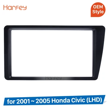 

Harfey Double Din Dash Mount DVD Frame Radio Fascia for 2001 2002 2003 2004 2005 2006 Honda Civic LHD Auto Stereo Panel Adaptor