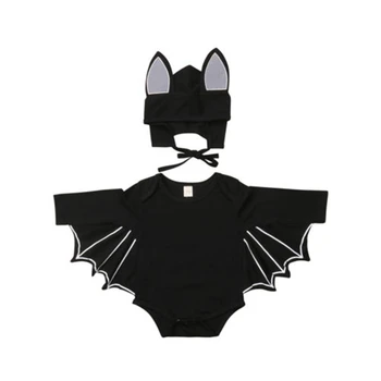 

My 1st Halloween Newborn Baby Boy Batman Romper Bodysuit+Hat Outfits Set Clothes Hot New Baby Boy Wing Bat Romper Hat Set Cool