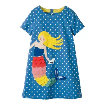 

European Style Kids Dresses For Girls Pure Cotton Summer New Baby Girls Dress Fashion Cartoon Girls Clothes For Princess Dress