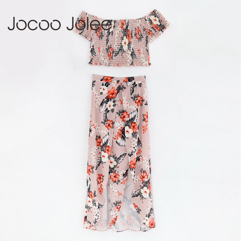 Женский цветочный принт Jocoo Jolee комплект из 2 предметов короткий топ с открытыми