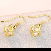 

HPXmas Square dice crystal cute small earrings for women wedding statement engagement jewelry gift