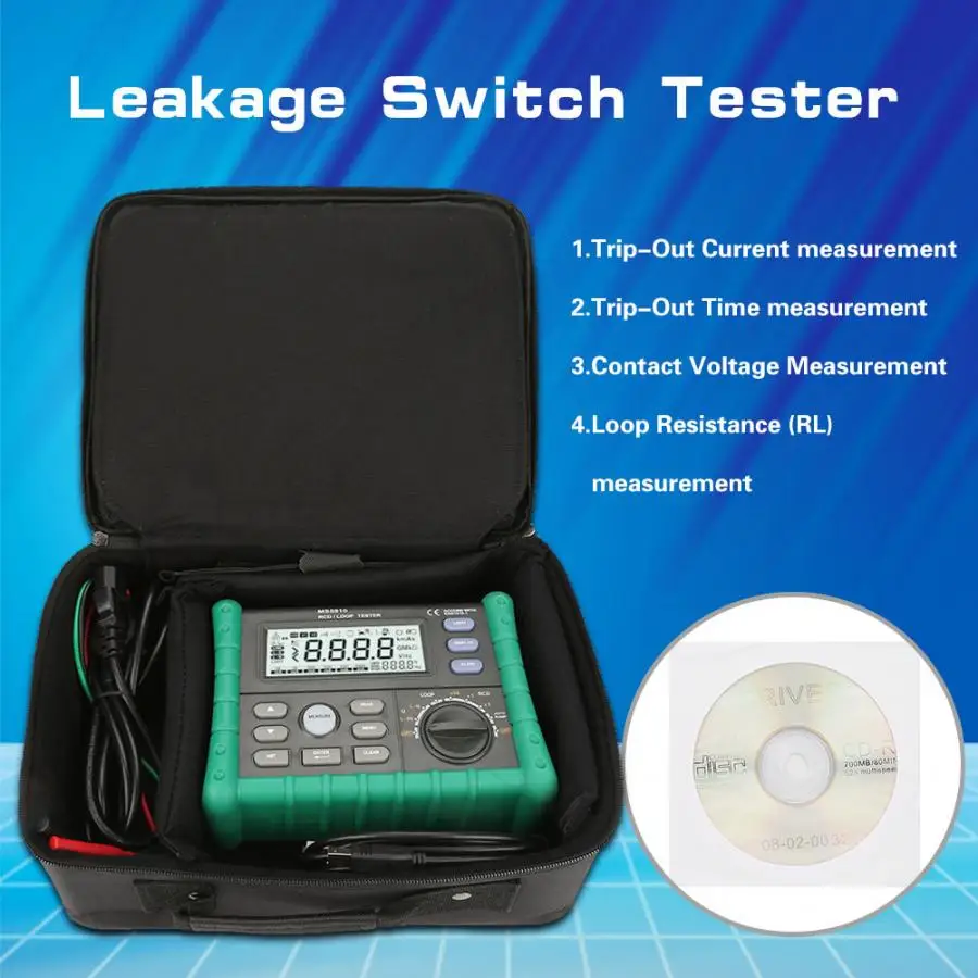 

Component Tester MS5910 RCD/Loop Insulation Tester Circuit Trip-out Current Time Detector Transistor Tester