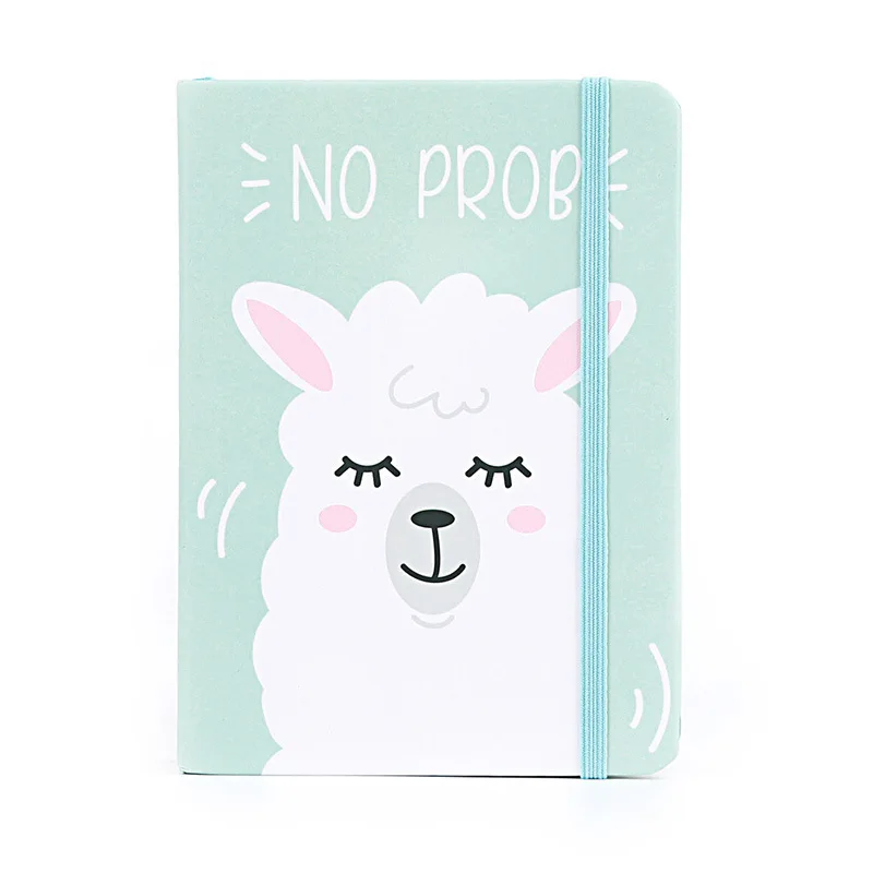 

A7 Light Blue Cartoon Alpaca Notebook Daily Notepad Lovely Kawaii Stationery Office School Supplies 10.5x7.5cm
