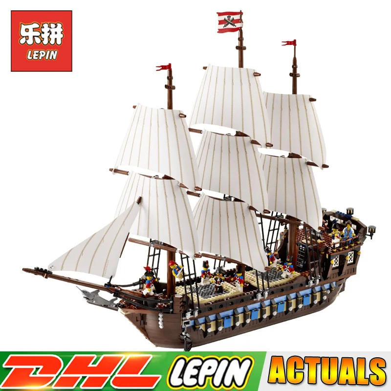 LEPIN 22001 1717pcs Pirate Ship Warships Model Building Blocks Bricks DIY Toys Christmas Gift Compatible LegoINGLY 10210