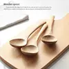Vacclo 1pc Wooden Spoon Soup Spoon Colher Solid Wood Porridge Spoon Cuillere Cuchar Creative Japanese-Style Green Tableware ► Photo 2/6
