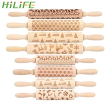 HILIFE олень; Снежинка 43 см/35 см Рождество тиснение деревянная Скалка печенье Украшение из мастики для торта тесто выгравированный ролик