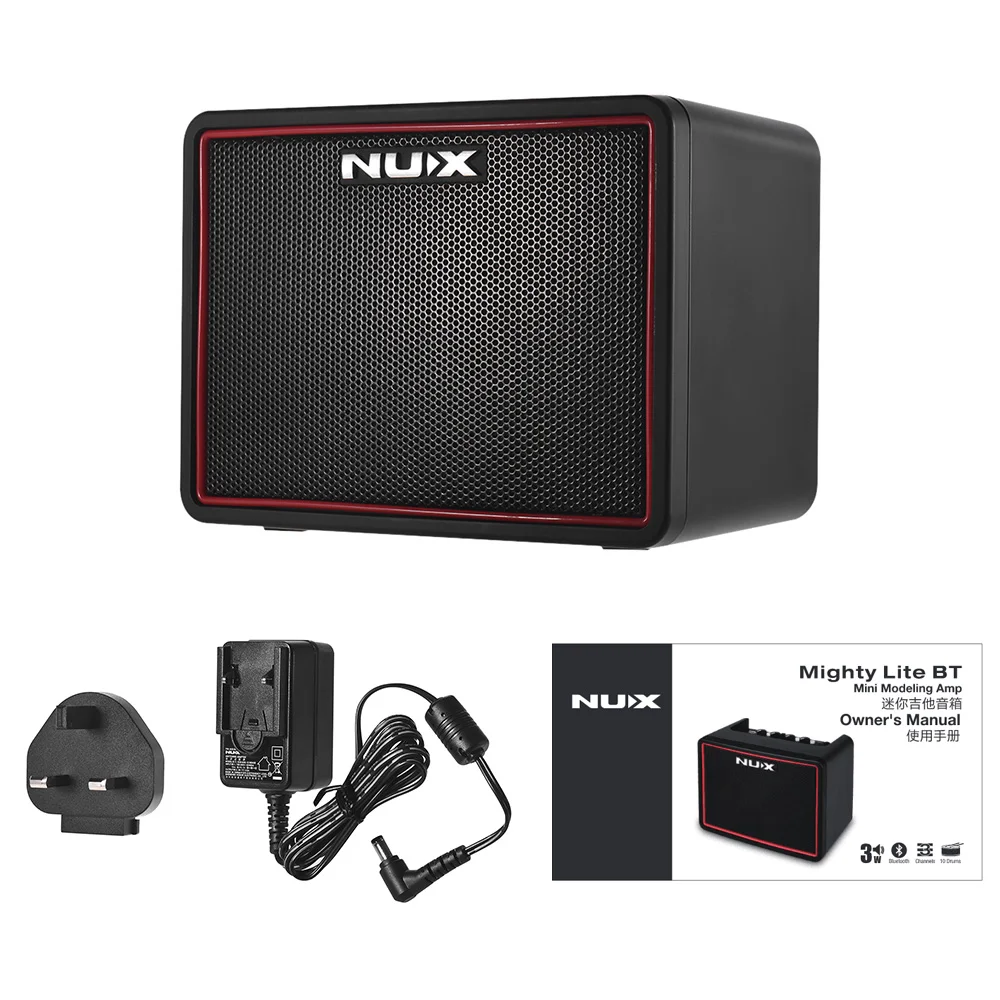 

NUX Mighty Lite BT Desktop Electric Guitar Amplifier 3W Amp 3 Channels Built-in Delay Reverb Effects 9 Drum Patterns Metronome