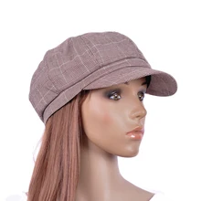 M500 красные модные Красота Красный Полосатый проверки х/б козырек кепка газетчика лето-осень стильный