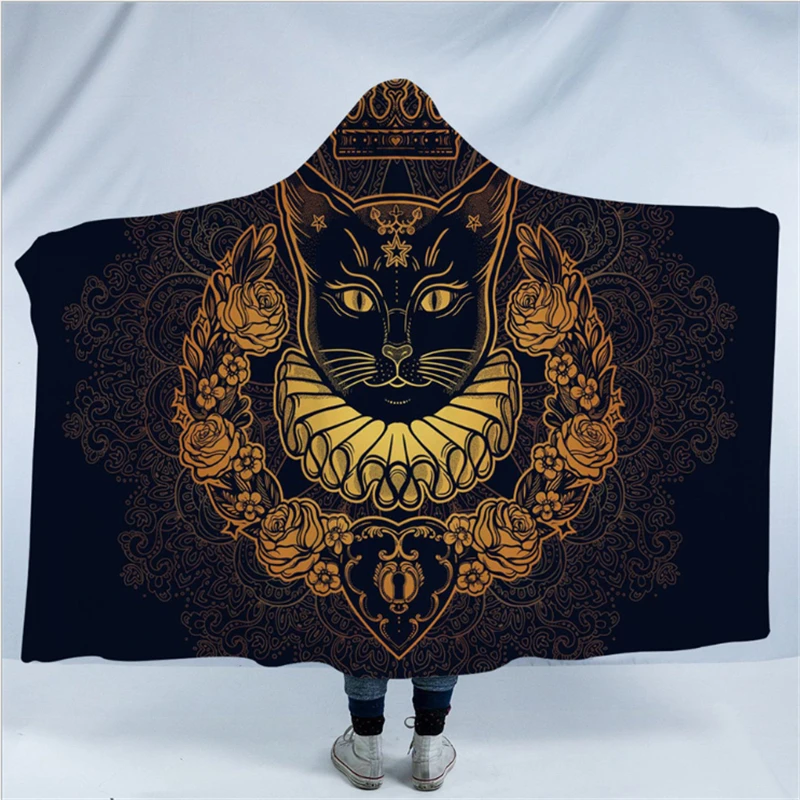 

Golden Animal Series Hooded Carapace Tortoise Sherpa Wool Wearable Blanket Dolphin Owl Blanket Printed Blanket Totem