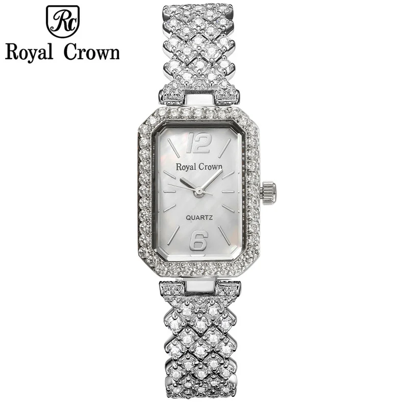 

Royal Crown Mother-of-pearl Lady Women's Watch Japan Quartz Fashion Fancy Dress Bracelet Luxury Crystal Girl's Birthday Gift Box