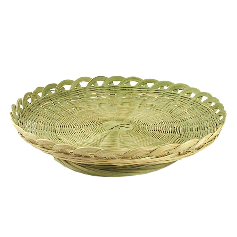Ручная бамбуковая плетеная конфетная тарелка овощная бамбуковая зеленая сливная корзина для хранения хлеба корзина для сушки блинов