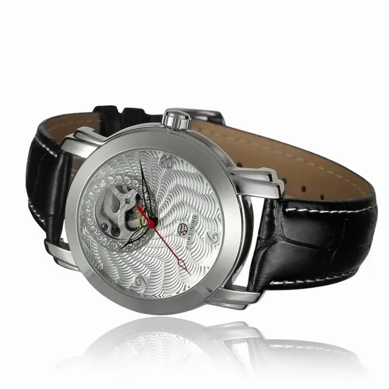 

Forsining Transparent Case Gear Movement Steampunk Men Automatic Skeleton Watch Top Brand Luxury Open Work Design Self Winding