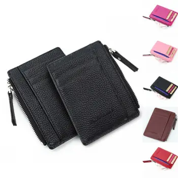 

Women Leather Small Mini Wallet ID Card Key Holder Zip Coin Purse Hand Bag New Zipper Many Card Position Woman Man Short Wallet