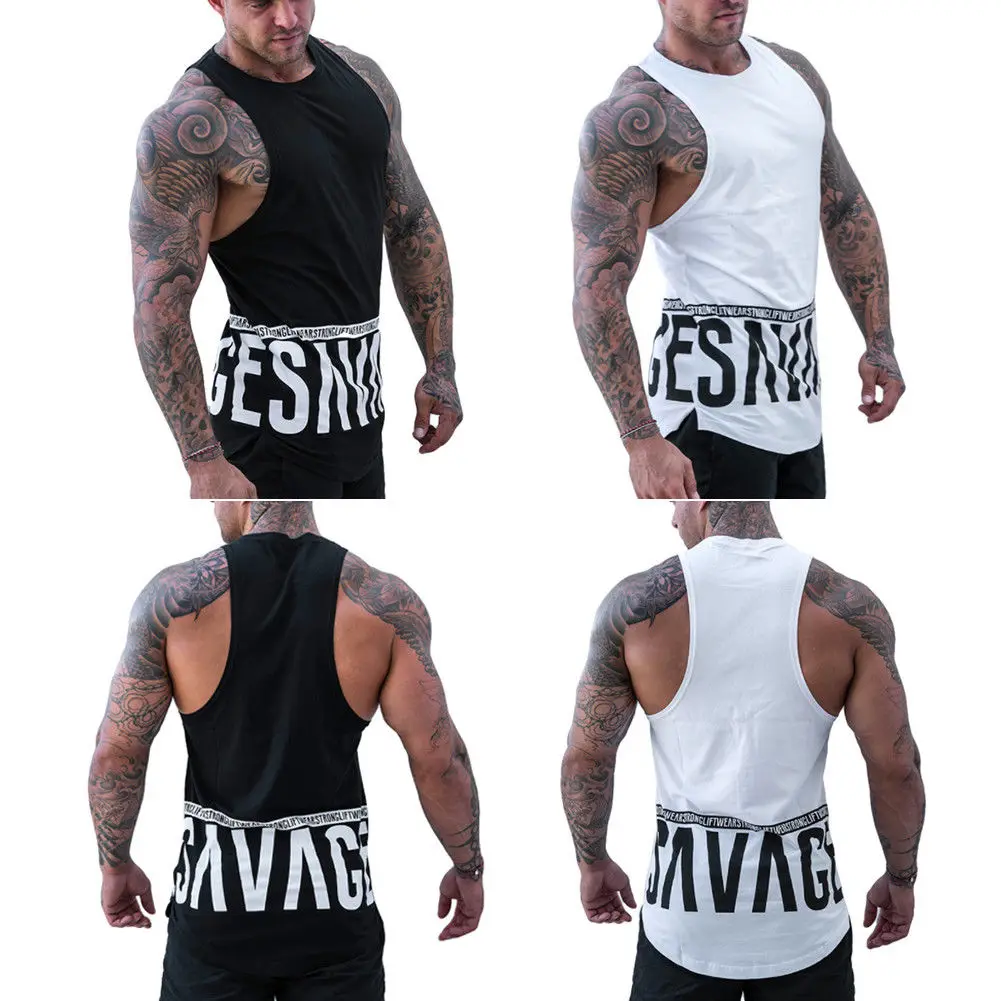 Men Fashion Comfy Gym Singlet T Back Tank Top Vest Racer Back ...