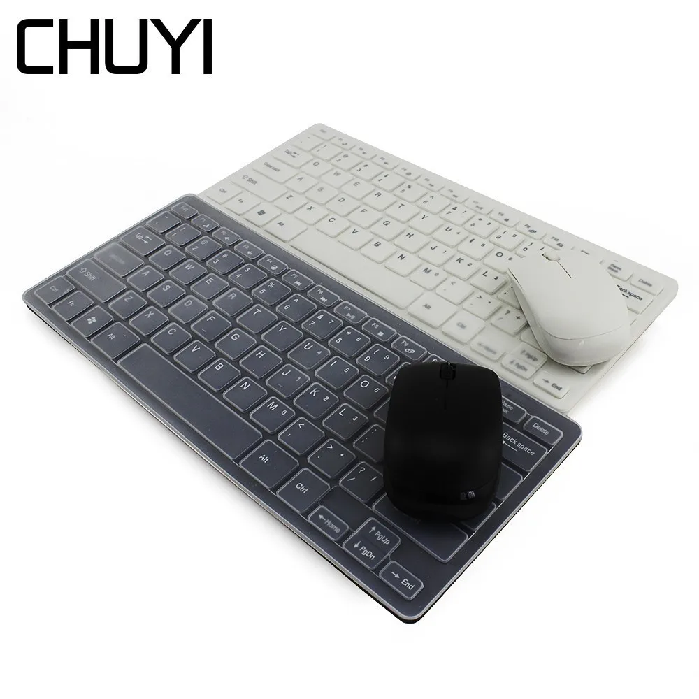 

CHUYI Wireless Keyboard And Mouse Combos Ultra Thin Computer English Mini Keyboard With Cover Keypad Mouse Set For PC Laptop