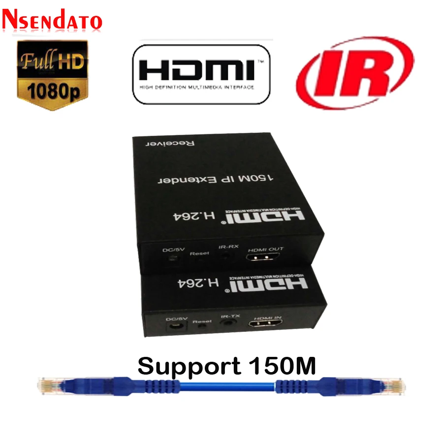 150 м HDMI ИК удлинитель IP Cat5e/Cat6 Rj45 H.264 передатчик приемник сетевой LAN для HDTV DVD