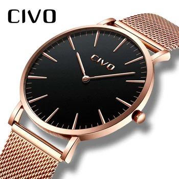 

CIVO Ultra Thin Minimalist Watch Men Fashion Casual Waterproof Unisex Wrist Watches With Stainless Steel Mesh Date Women Watches