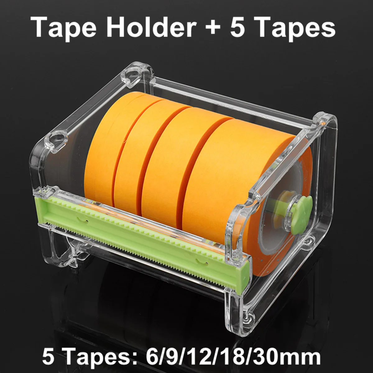 

Adhesive Tape Dispenser Plastic Transparent Holder With Tape Cutter Office Desktop Holder Organizer+5 Tapes