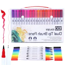 12/18/24/36/48/72/100 шт. Цвета тонколинейная ручка для рисования картина написанная акварелью художественный Маркер ручки двойной наконечник кисть школьные товары для рукоделия