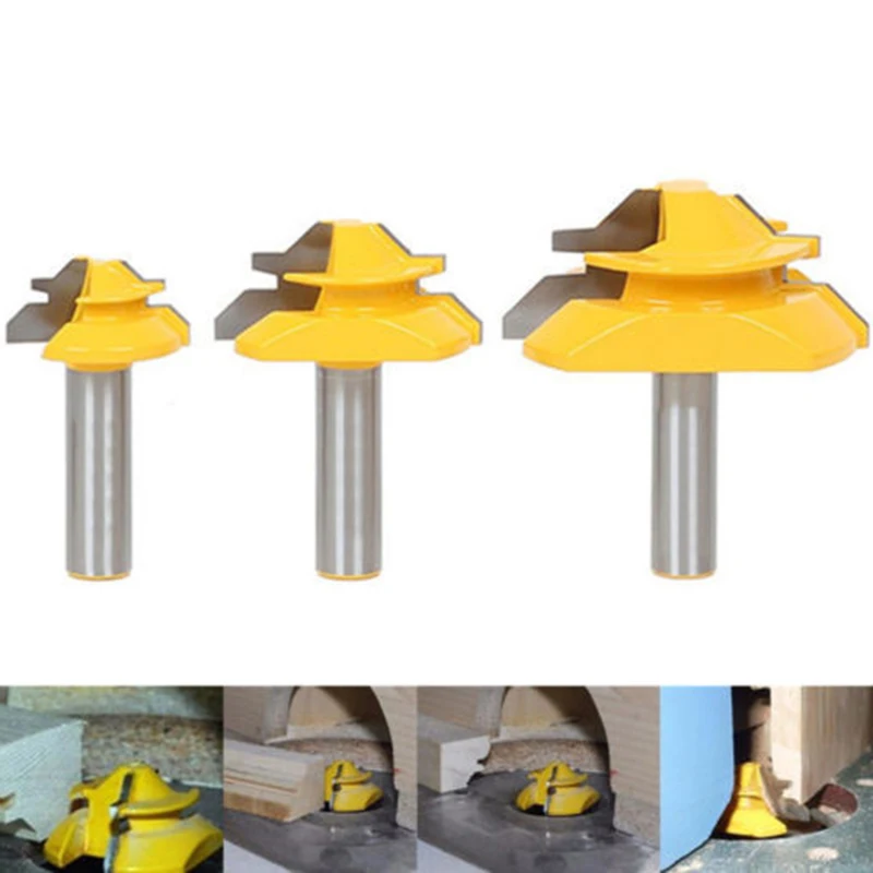

3pcs/Set 1/2" Shank Mitre Glue Joint Router Bit 45 Degree DIY Woodworking Cutter