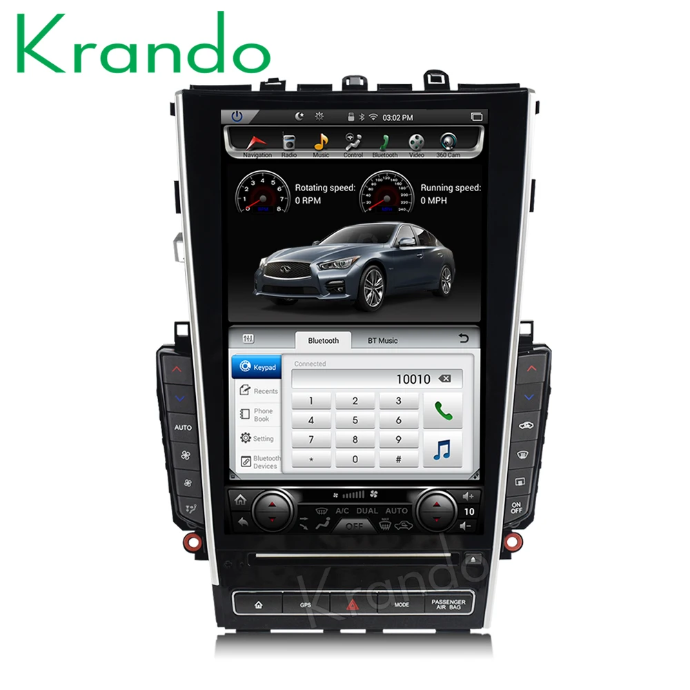 Flash Deal Krando Android 7.1 12.1" Tesla Vertical screen car navigation system GPS for Infiniti Q50 Q50L multimedia player audio radio BT 2