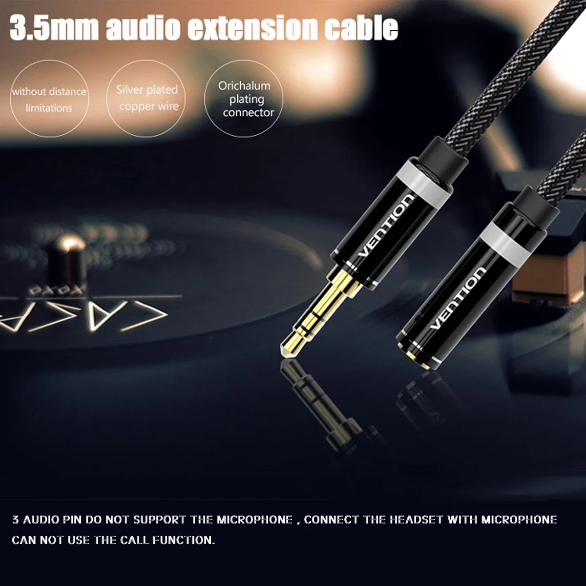 Vention 3,5 мм аудио кабель-удлинитель стерео мужчин и женщин Aux шнура наушников адаптер для iPhone MP3