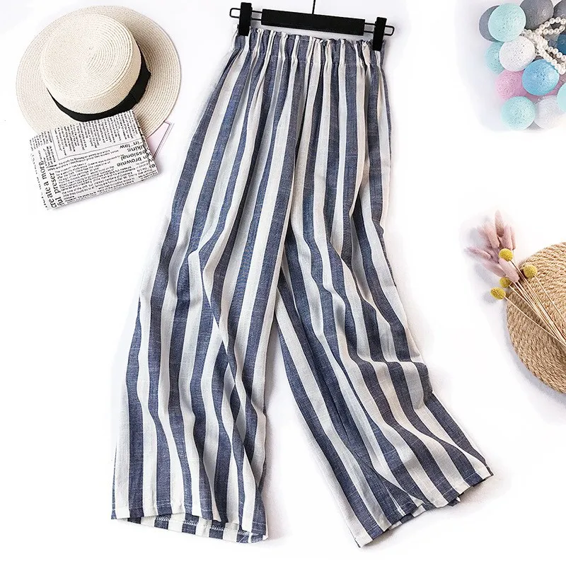 2019 Cotton Linen Striped Pants Women Summer Plus Size Long Trousers Female Autumn Casual Loose Mid Waist Wide Leg Pants 2019 Cotton Linen Striped Pants Women Summer Plus Size Long Trousers Female Autumn Casual Loose Mid Waist Wide Leg Pants