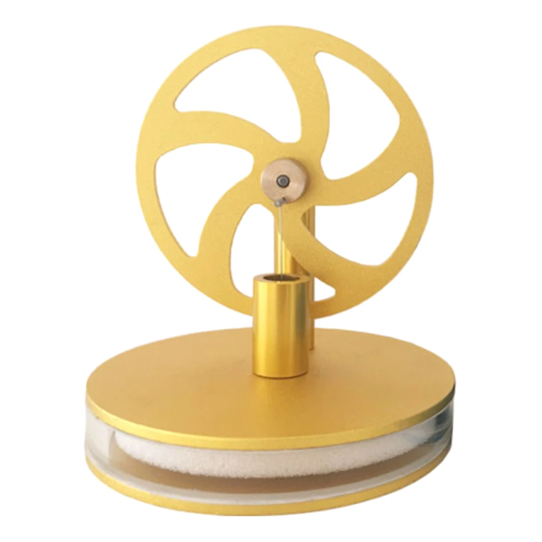 

Aluminium Alloy Flywheel Low Temperature Difference Stirling Engine Model Toy with Metal Base - Golden Flywheel