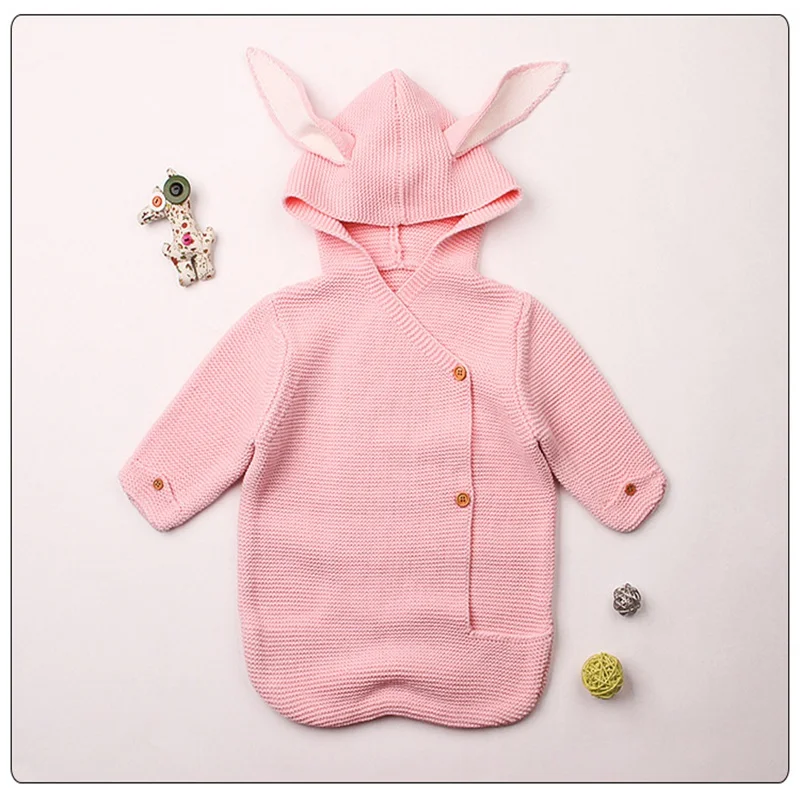 1 шт. 70*35 см детское одеяло с заячьими ушками вязаный свитер для новорожденных мультфильм кролик спальный мешок стерео Игрушки для малышей, новорожденных одежда младенческий спальный Обёрточная бумага