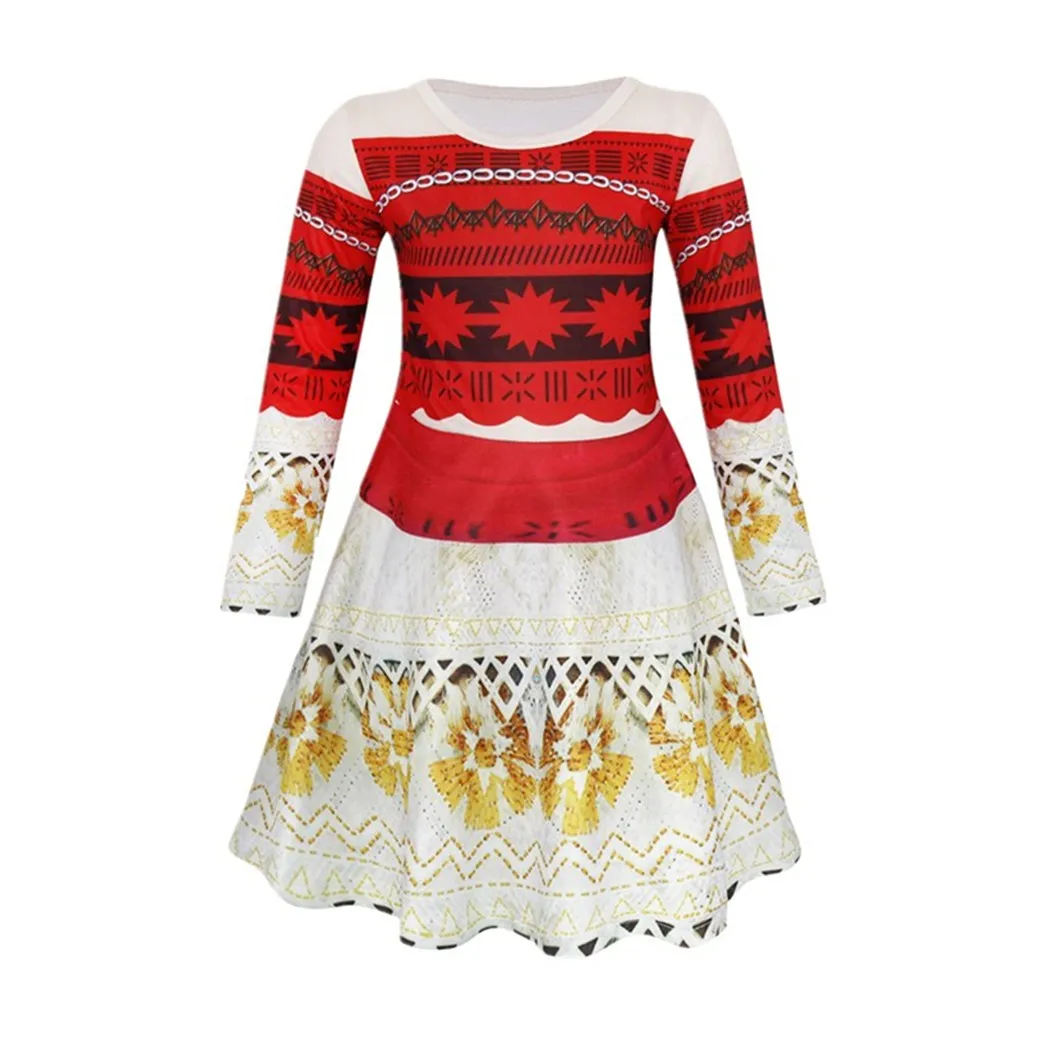 

AmzBarley Princess Moana Adventure Costume Girl Long Sleeve Birthday Party Dress Up Halloween cosplay Dress Clothes For Kids