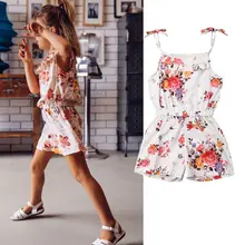 Платье с цветочным рисунком для девочек, милое детское платье без рукавов, спортивный костюм, комбинезон для малышей и детей постарше детская повседневная одежда для детей, костюм от 2 до 7 лет, на лето подарок