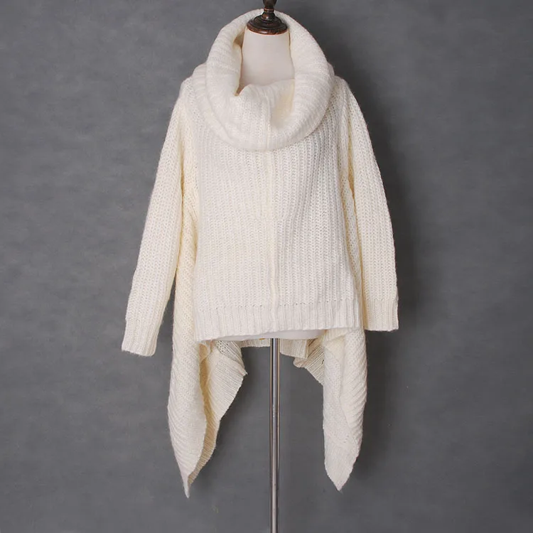 YUNINYOYO Individuality free big Lapel turtleneck irregular hem Wool Mohair thick needle thickened women winter sweater ~ YUNINYOYO Individuality free big Lapel turtleneck irregular hem Wool Mohair thick needle thickened women winter sweater ~