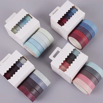 

5 Pcs/Box 1cm*3m Multit12 Fashion Solid t12 Cute w34 for Masking Stikcer Creative Washi Tape
