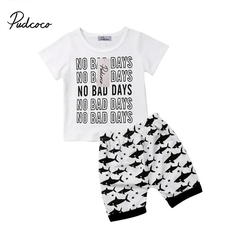 Pudcoco/повседневная одежда для маленьких мальчиков футболка с надписью No bad days