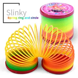 Новая классическая детская забавная игрушка Slinky Rainbow Magic пластиковые весенние цвета произвольный цвет Радуга круг катушка весеннее кольцо