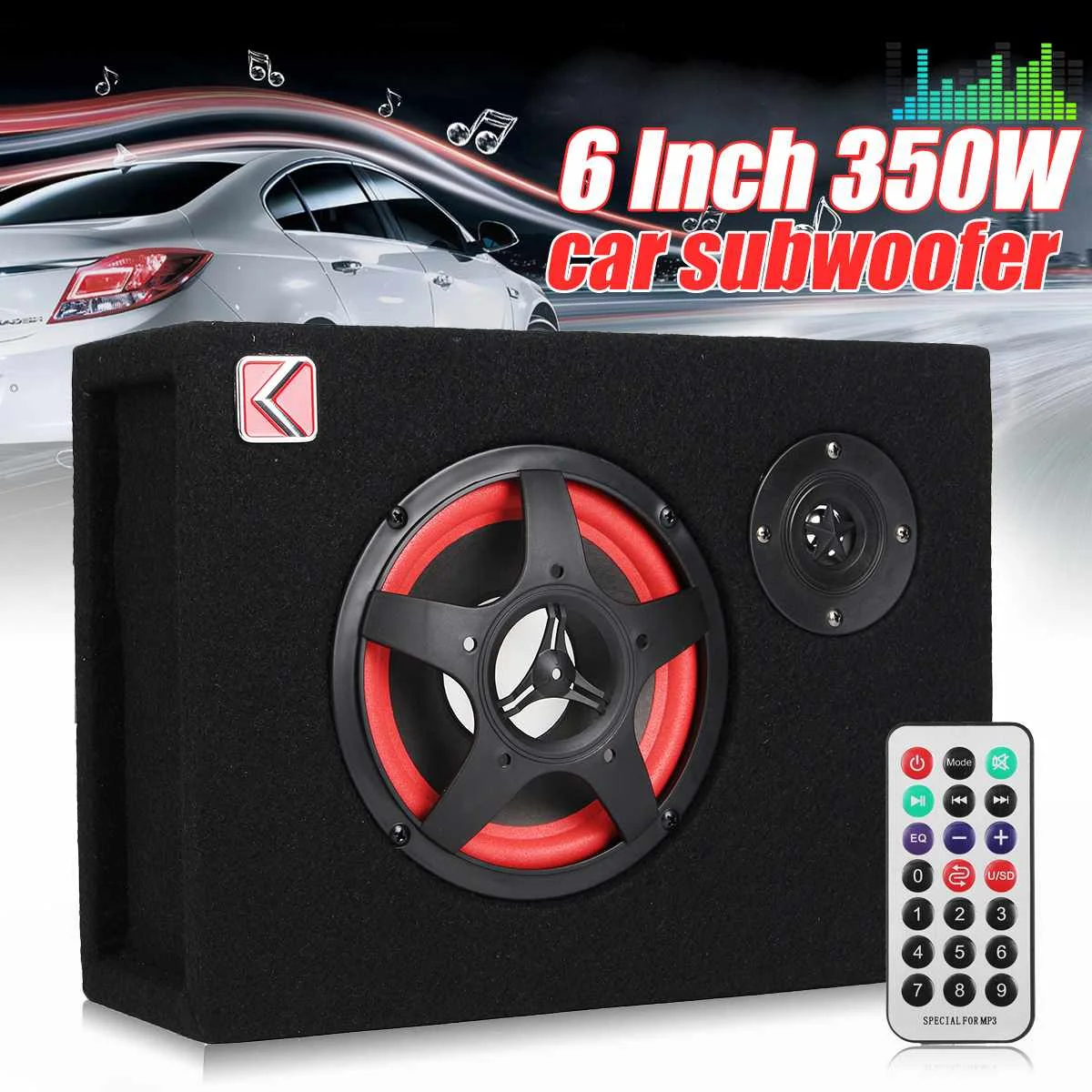 Buy 6 Inch 350W Under Seat Car Active Subwoofer