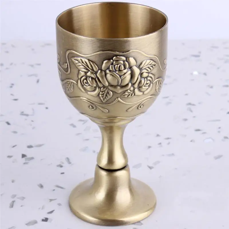 Европейский Стиль сплав вина чашка резьба цветок маленький Кубок Бытовая латунь бокал
