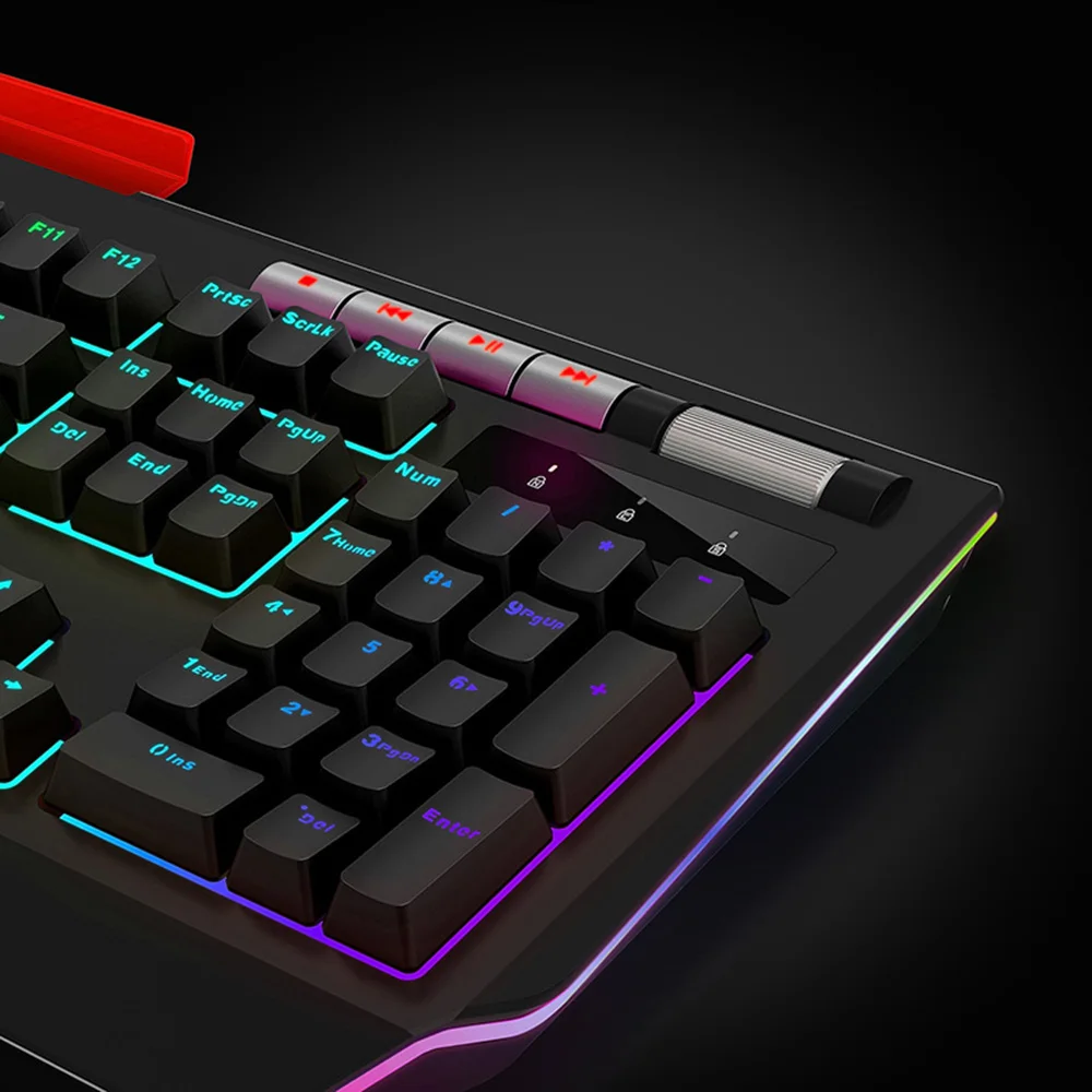 Ajazz AK525 механическая клавиатура RGB светильник USB Проводная игровая клавиатура с подсветкой с держателем для телефона мультимедийный ролик программируемый