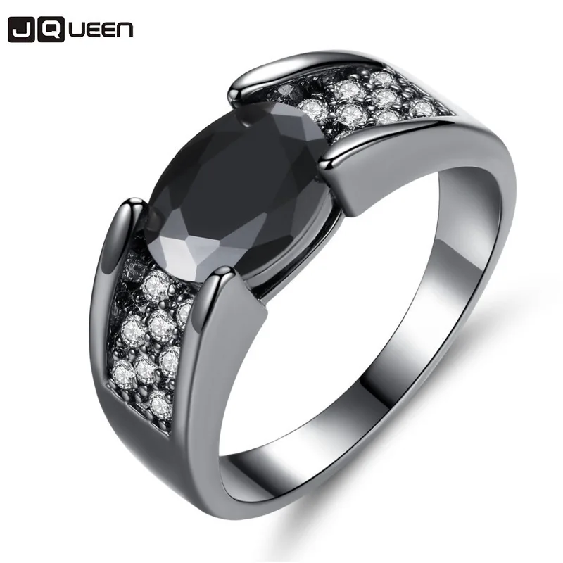 

High Quality Black Oval Enamel Men's Rings Cool Crystal Female Party Jewelry Ring Full Size Valentine's Day Gift For Husband